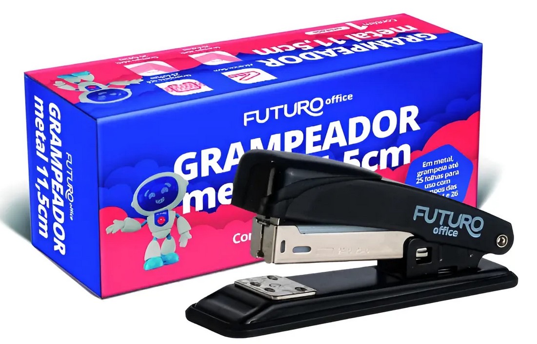 Grampeador Futuro Office 11,5cm Metal Para 25 Fls Preto