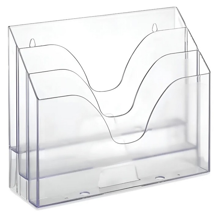 Organizador De Mesa Triplo Office Acrílico Maxcril Cristal