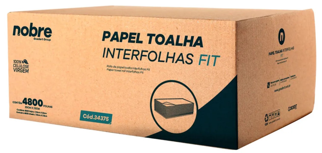 Papel Toalha Interfolha 20x23 Nobre Fit Com 4800 Folhas Novo  |  +100 vendidos Papel Toalha Interfolha 20x23 Nobre Fit C/ 4800 Fls