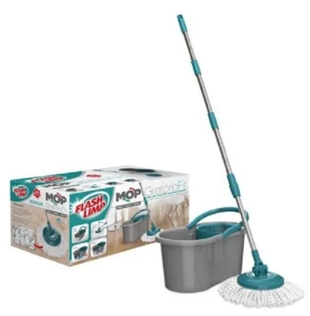 Mop Flash Limp Mop Giratório Fit com balde centrífuga