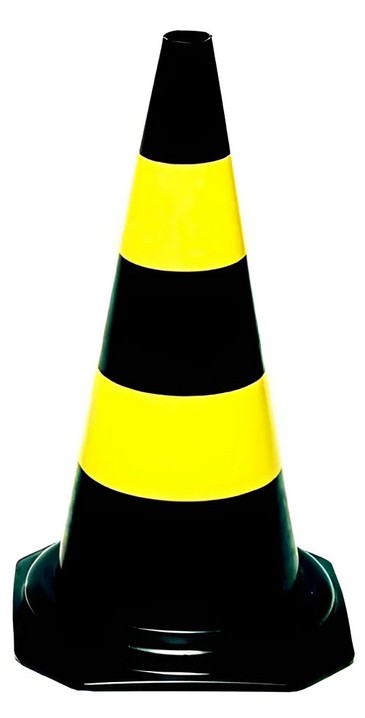 Cone Sinalização Segurança Amarelo E Preto 50cm